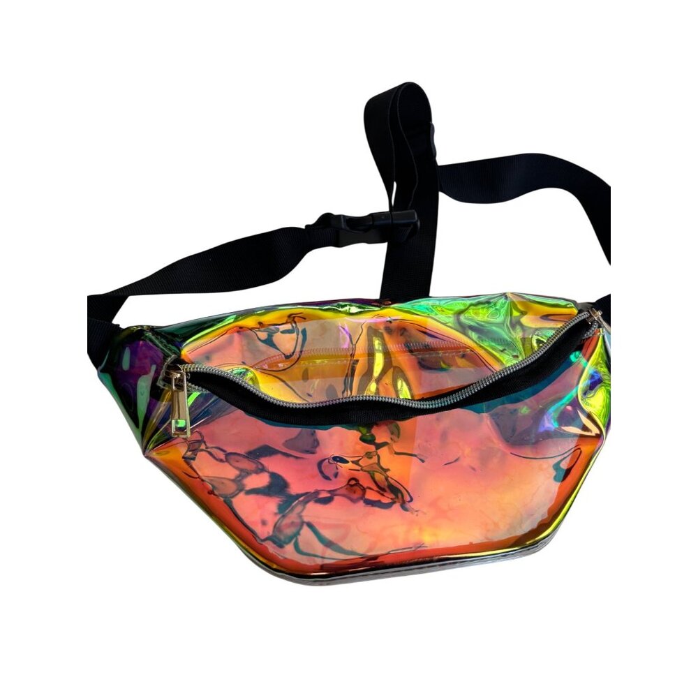 Holographic Iridescent Waist Bag With Adjustable Strap